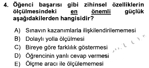 Ölçme Ve Değerlendirme 2016-2017 3 Ders Sınavı - 4. soru