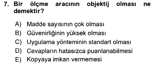 Ölçme Ve Değerlendirme 2016-2017 3 Ders Sınavı - 7. soru