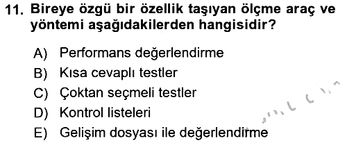 Ölçme Ve Değerlendirme 2016-2017 3 Ders Sınavı - 11. soru