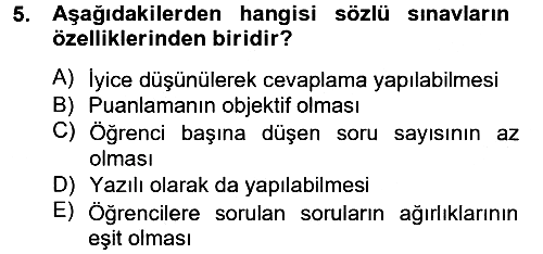 Ölçme Ve Değerlendirme 2012-2013 Ara Sınav - 5. soru
