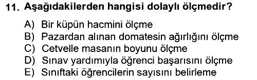 Ölçme Ve Değerlendirme 2012-2013 Ara Sınav - 11. soru