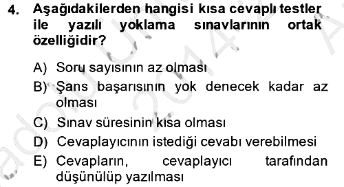 Ölçme Ve Değerlendirme 2014-2015 Ara Sınav - 4. soru