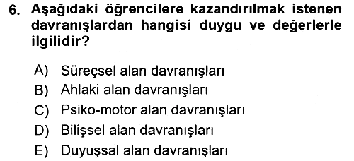 Ölçme Ve Değerlendirme 2015-2016 Ara Sınav - 6. soru