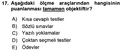 Ölçme Ve Değerlendirme 2015-2016 Ara Sınav - 17. soru
