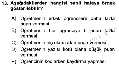 Ölçme Ve Değerlendirme 2016-2017 Ara Sınav - 13. soru