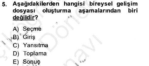 Ölçme Ve Değerlendirme 2014-2015 Dönem Sonu Sınavı - 5. soru