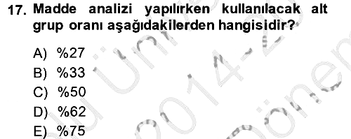 Ölçme Ve Değerlendirme 2014-2015 Dönem Sonu Sınavı - 17. soru