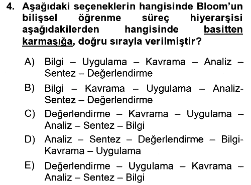 Ölçme Ve Değerlendirme 2015-2016 Tek Ders Sınavı - 4. soru