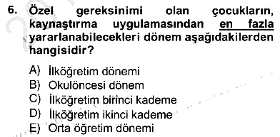 Özel Eğitim 2012-2013 Ara Sınav - 6. soru
