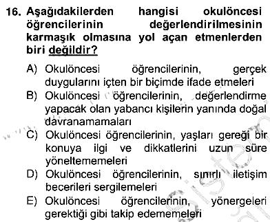 Özel Eğitim 2012-2013 Ara Sınav - 16. soru