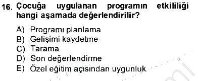 Özel Eğitim 2014-2015 Ara Sınav - 16. soru