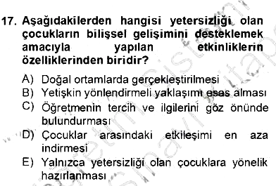 Özel Eğitim 2013-2014 Dönem Sonu Sınavı - 17. soru