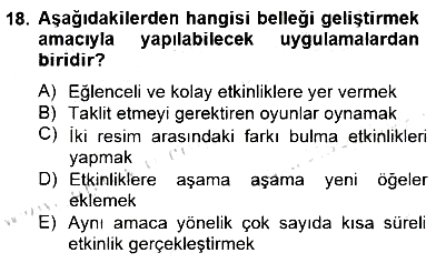 Özel Eğitim 2014-2015 Dönem Sonu Sınavı - 18. soru