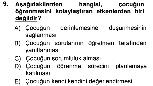 Özel Öğretim Yöntemleri 1 2012-2013 Ara Sınav - 9. soru