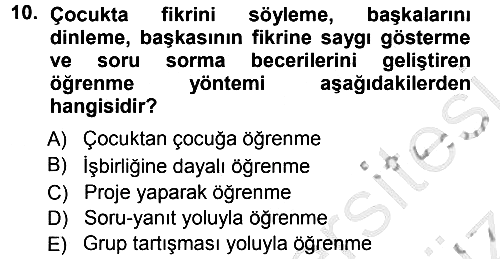 Özel Öğretim Yöntemleri 1 2012-2013 Ara Sınav - 10. soru