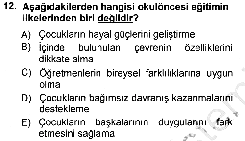 Özel Öğretim Yöntemleri 1 2012-2013 Ara Sınav - 12. soru