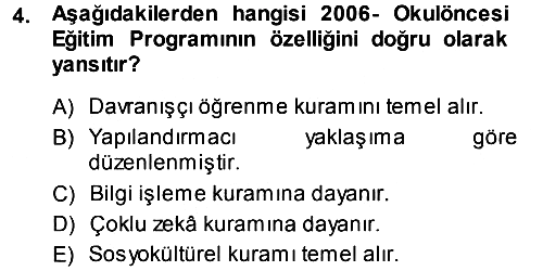 Özel Öğretim Yöntemleri 1 2013-2014 Ara Sınav - 4. soru