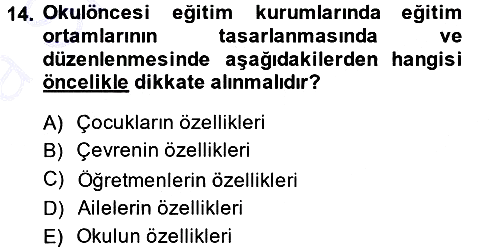 Özel Öğretim Yöntemleri 1 2014-2015 Ara Sınav - 14. soru
