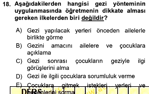 Özel Öğretim Yöntemleri 1 2015-2016 Ara Sınav - 18. soru