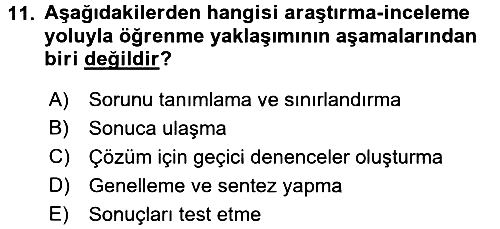 Özel Öğretim Yöntemleri 1 2016-2017 Ara Sınav - 11. soru