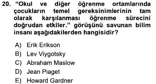 Özel Öğretim Yöntemleri 1 2016-2017 Ara Sınav - 20. soru