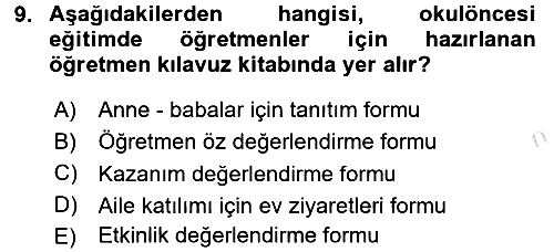 Özel Öğretim Yöntemleri 1 2017-2018 Ara Sınav - 9. soru