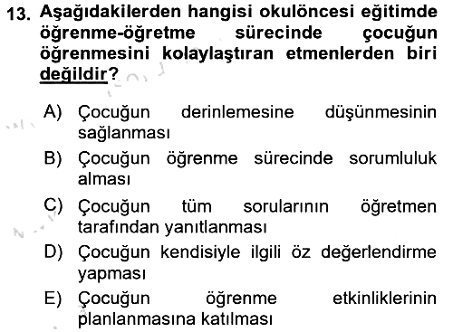 Özel Öğretim Yöntemleri 1 2017-2018 Ara Sınav - 13. soru