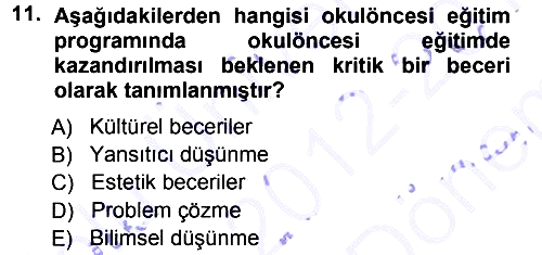 Özel Öğretim Yöntemleri 1 2012-2013 Dönem Sonu Sınavı - 11. soru