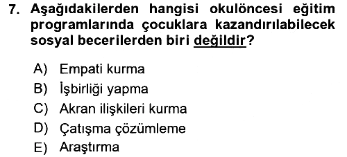 Özel Öğretim Yöntemleri 1 2017-2018 Dönem Sonu Sınavı - 7. soru