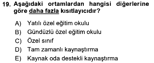 Özel Öğretim Yöntemleri 2 2016-2017 3 Ders Sınavı - 19. soru