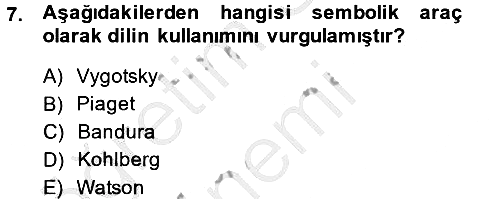 Özel Öğretim Yöntemleri 2 2013-2014 Ara Sınav - 7. soru