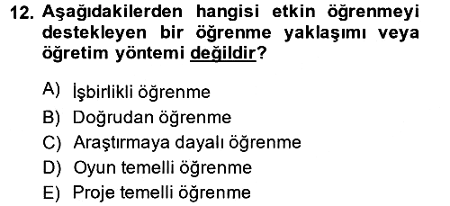 Özel Öğretim Yöntemleri 2 2013-2014 Ara Sınav - 12. soru