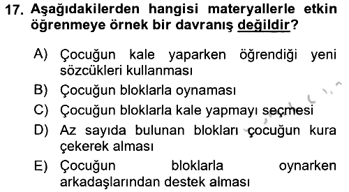 Özel Öğretim Yöntemleri 2 2016-2017 Ara Sınav - 17. soru