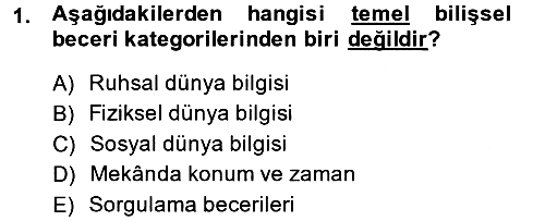 Özel Öğretim Yöntemleri 2 2014-2015 Dönem Sonu Sınavı - 1. soru
