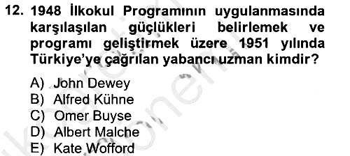 Türk Eğitim Tarihi 2012-2013 Ara Sınav - 12. soru