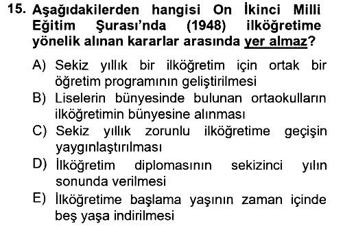 Türk Eğitim Tarihi 2012-2013 Ara Sınav - 15. soru