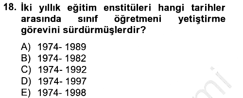 Türk Eğitim Tarihi 2012-2013 Ara Sınav - 18. soru