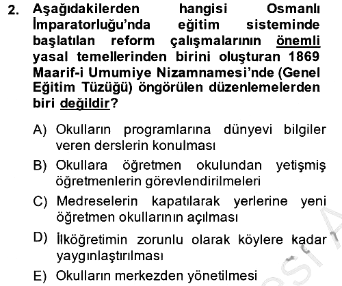 Türk Eğitim Tarihi 2013-2014 Ara Sınav - 2. soru
