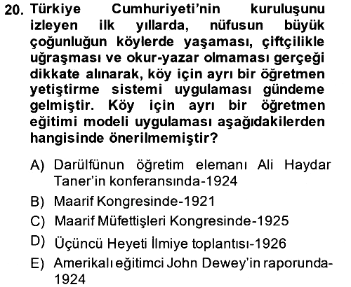 Türk Eğitim Tarihi 2013-2014 Ara Sınav - 20. soru