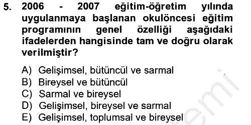 Türk Eğitim Tarihi 2014-2015 Ara Sınav - 5. soru