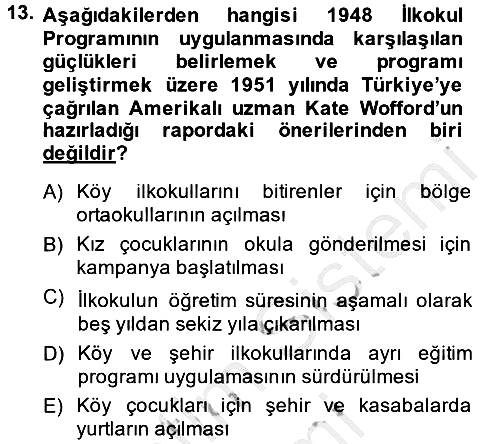 Türk Eğitim Tarihi 2014-2015 Ara Sınav - 13. soru