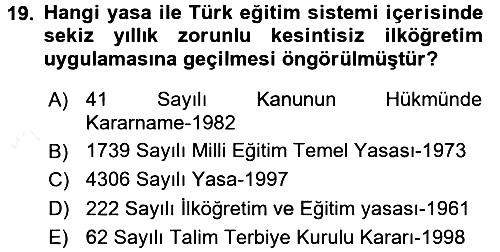 Türk Eğitim Tarihi 2015-2016 Ara Sınav - 19. soru