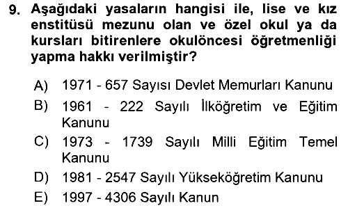Türk Eğitim Tarihi 2016-2017 Ara Sınav - 9. soru