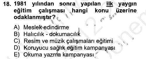 Türk Eğitim Tarihi 2012-2013 Dönem Sonu Sınavı - 18. soru