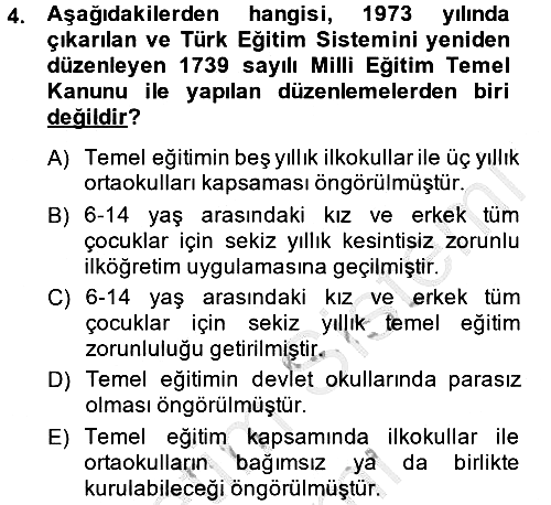Türk Eğitim Tarihi 2013-2014 Dönem Sonu Sınavı - 4. soru