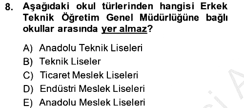 Türk Eğitim Tarihi 2013-2014 Dönem Sonu Sınavı - 8. soru