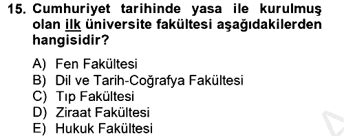 Türk Eğitim Tarihi 2013-2014 Dönem Sonu Sınavı - 15. soru