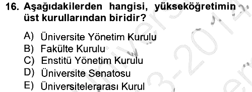Türk Eğitim Tarihi 2013-2014 Dönem Sonu Sınavı - 16. soru