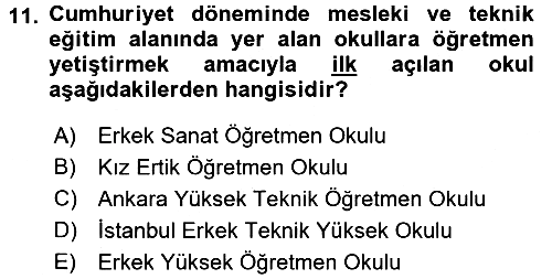 Türk Eğitim Tarihi 2015-2016 Dönem Sonu Sınavı - 11. soru