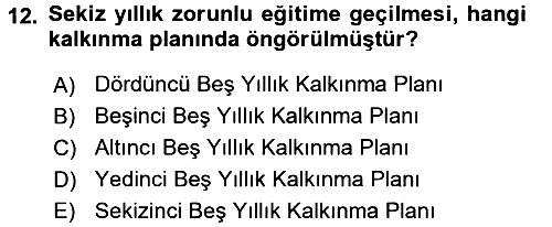 Türk Eğitim Tarihi 2016-2017 Dönem Sonu Sınavı - 12. soru